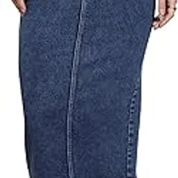 miss chase Women's High-Rise Stretchable Denim Midi Skirt with Back Slit – Shaping Fit-picture-18