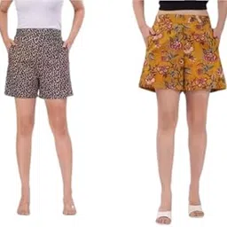 Aanvi Kurti Women's Floral Print Shorts, High Waist, Pockets, Casual Wear-picture-11