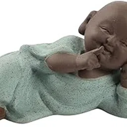 Laughing Buddha Statue Little Monk Figurine Tea Pet for Desk Speak No Evil|Home & Garden|Home Décor|Figurines-image-29