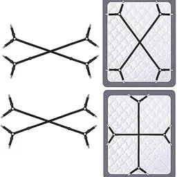 HASTHIP® Bedsheet Holder,2pcs Bedsheet Fitter Clips,Adjustable Crisscross Holder Strap with Heavy Duty Grippers Clips Fitted Bed Sheet Fasten Suspenders Grippers to Hold Sheets-picture-15