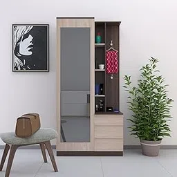 Furnilife Dressing Table with Mirror 3 Drawers for Bedroom -Brown Color(WxHxD): 80x165x30 cm, Suitable for Bedroom, Laundry Room, Closet, etc.-image-7