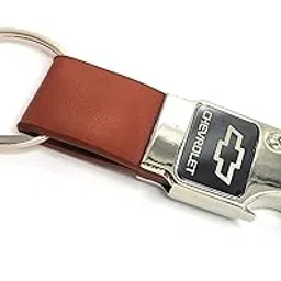 Metal Leather Opner Keychain for Chervolet Car Brown Colour Key Chain ()-picture-41