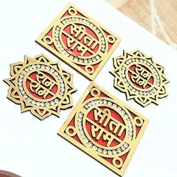 BRIKSHI Attractive Wooden Stick Stylish Ram Ram Name Door Decoration for Diwali Rakhi, sita Ram Writen Tag for Door Subh Tag for Entry Gate PO4-Removable-picture-21