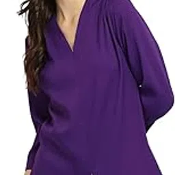 fablestreet Women Stretchable V-Neck Top Purple-picture-54