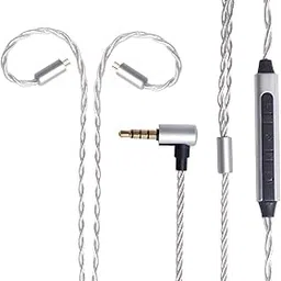 okcsc Earphone Upgrade Cable,0.78mm 2pin Earbuds Replacement Cord,4 Cores OFC Silver Plated Earphones Audio Adapter for KZ ES4 ED16 ZS5 ZS6 ZSR ZST ZS10 (0.78mm,Sliver,Mic)-picture-22