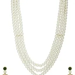 peora Gold Plated Traditional Kundan Pearl Long Necklace Earrings Jewellery Set for Women-picture-38