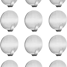 Super Strong Self Adhesive Sticky Hanger Holder for Kitchen Bathroom Bedroom for Keys, Towels, Bag, Frames, Clothes, Coat, Water Proof Hooks 12 PCS (Pack of 12) (Circular)-picture-12