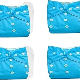 Baby Cloth Diapers 0 To 3 Years | Side Leakage Proof Washable Reusable Diaper For New Born Baby 4 Diaper And 4 White insert Pad (Pack Of 8) (Sky Blue)-picture-25