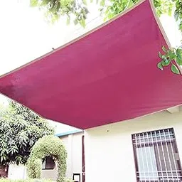 FREDDO HDPE Fabric Cotton Webbing Sun Shade Sails 85-90% Protection from Sun & UV Rays Ideal for Car Parking, Outdoor Garden, Balcony, Patio, Burgundy Color, 10 ft x 12 ft, Pack of 1 Piece-picture-24