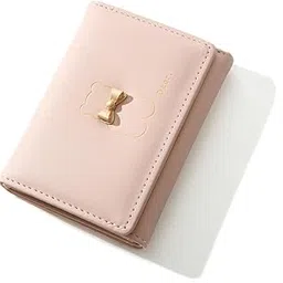 valerie Floral Small Wallet for Girls Women Tri-Folded Wallet Cash Pocket Flowers PU Leather Print Card Holder Coin Purse with ID Window (Pink)-picture-19