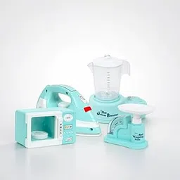 Amazon Brand - Jam & Honey Kids Pretend Play Kitchen Appliance Set –Microwave , Mini Iron , Mini Juicer Blender , Mini Weighing Machine - Family Essential Jumbo Toy Set for Boys & Girls-picture-11
