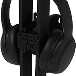 WISSENWEG 2-in-1 Headphone Stand, Modern Minimalist Design, Wall Mount and Desktop Organizer with Customizable Name Plate, Black-picture-11