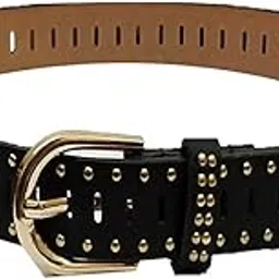v3e Designer Broad Belt with Beautiful & Fancy Buckle | Can be worn with Dresses, Skirts, Jeans| For Girls and Women (Black pearl belt)-picture-15