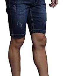campus sutra Men's Classic Denim Shorts | Regular Fit | Premium Stretchable Cotton Mid-Rise Crafted with Comfort Fit and High Performance for Everyday Wear-picture-33