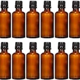 MEDI PLASTICS Amber Round Glass Bottles – Pack of 24 with Euro Dropper & Black Cap | Refillable, Reusable, Leak-Proof for Essential Oils, Blends & DIY Perfumes (50ml)-picture-43