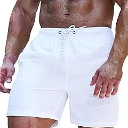 gorglitter Men's Drawstring Elastic Waist Swim Trunks Slant Pocket Lightweight Shorts-picture-13