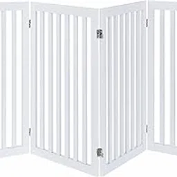 Wooden Freestanding Pet Gate, Indoor Dog Fence Room Divider, Decorative Safety Barrier, Dark Brown (White, 4 Panel)-picture-14