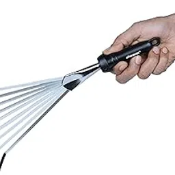 Sharpex Heavy Duty Steel Gardening Hand Rake Soil Tiller | Tooth Rake Garden Tool with Ergonomic Handle | Great for Lawn Leaf Clean up, Cultivating, Loosening Soil & Spreading Mulch (Silver)-picture-24