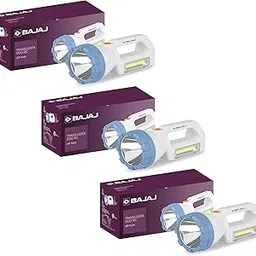 Bajaj Travellesta 3W Duo RC LED Torch | Dual Lighting Mode | USB C-Type Charging | 6 Months - Warranty (Pack of 3, White and Blue)-image-50