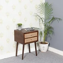 S H Arts Wooden Bedside Table with 2 Drawer Wooden Night Stand End Table Solid Wood Bedside Table for Bedroom Living Room Home | (Walnut, 18 x 15 x 25 inches)-image-90