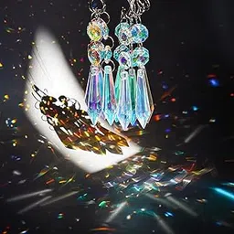 KANPURA 25pcs 55mm Crystal Icicle Chandelier Prisms Replacement Pendant with Glass Beads Parts for Chandelier Wedding Decoration,Crystal Christmas Tree Decorations(AB) image 1