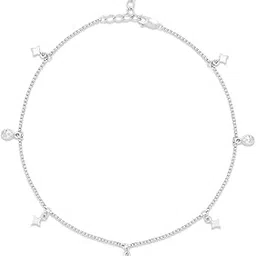 zavya 925 Sterling Silver Cubic Zirconia Rhodium Chain Anklet (Single) | Gift for Women & Girls | With Certificate of Authenticity & 925 Stamp-picture-47