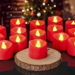 Homemory Flameless Candles, Pack of 24 Flickering LED Tea Light Candles Battery Operated, Red Tea Lights, Batteries Included-picture-11