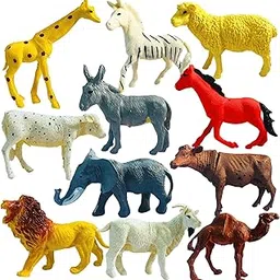 Mallexo Realistic Domestic Farm Animals Figures Toys with Jungle Safari Animal 12PCS Plastic Big Size Wild Animals Playset for Kids Set Educational Learning Gift for 3 Years Old & Up (Farm+Jungle)-picture-10