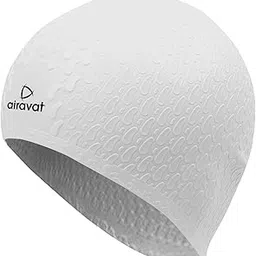 Airavat Swim Bubble Cap, Silicone Swim Cap, Comfortable Bathing Cap Ideal for Curly Short Medium Long Hair, Swimming Cap for Women and Men (White)-picture-17