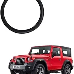 Car Steering Wheel Cover Full Black Colour Suitable for Mahindra Thar 2020 Onward image 1