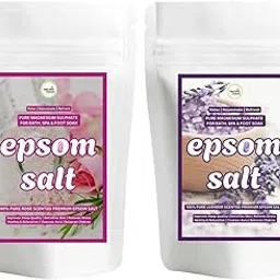 Organic Vardaan - Epsom Salt Combo | For Stress Relief, Muscle Relaxation & Skin Softening | Pure Magnesium Sulphate for Bath, Spa & Foot Soak | Lavender & Rose (Pack of 2) 400g-image-86
