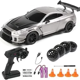 KAEYASKEE RC Drift Car 4X4, 1:20 Scale, 2.4GHz Remote Control, 20km/hr Max Speed, Drift & Race Tyres, Underbody Lights(NissanGT-R Ultimate Silver) image 1