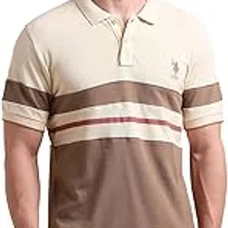 Men Cotton Slim Horizontal Striped Polo Shirt-image-10