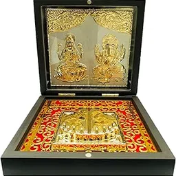 ARTSMINE 24k Gold Plated Shree Lakshmi Ganesh Pooja Box | Wedding, Corporate & Return Gift Pooja Box | Size H*L - 11.5 * 11.5 CM | Table Top Dibbi Home Decor-image-10