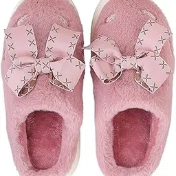 cassiey Women's Winter Home Indoor Bow Knot Design Fur Slipper-picture-44