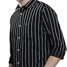 the indian garage co Men's Cotton Regular Fit Striped Full Sleeves Cutaway Collar Casual Shirt-picture-17