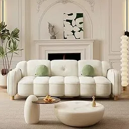 LEGACY OF COMFORT Puerto Style Modern Simple Sofa 82.68'' Upholstered Sofa Ivory-image-32