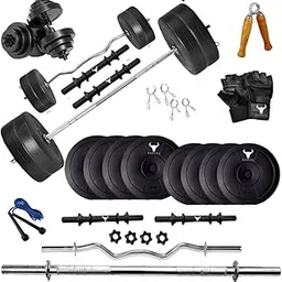 PASCAL Home Gym Equipments for Men, [8-100Kg], One Curl Rod, One Straight Rod+ One Pair Dumbbell Rods, PVC Dumbbell Plates, Exercise Set, Home Gym Kit (8 KG PVC + 3 FT CURL Rod + 3 FT Straight Rod)-image-49