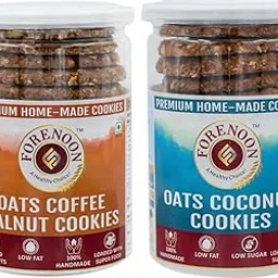 Fore Noon Coconut Oats & Coffee Walnut Oats Cookies | Wholesome Crunch: 100% Natural & Tasty Digestive Snack | Healthy, Eggless, High-Fiber | Premium Handmade | Guilt-Free & Nutritious | GMO-Free, Low Carb | No Refined Sugar | Clean Label | Gut-Friendly Treats | Combo Pack ( 356g Pack of 2 )-picture-18