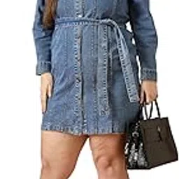 sassafras curve Women's Denim Above The Knee Shirt Dress-picture-35