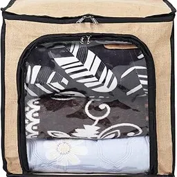 Double R Bags Large Capacity Clothes Storage Bag, Foldable Closet Organizers for Comforters, Blankets, Bedding, Clothes Storage Bins with Reinforced Handle, Sturdy Zipper (Natural, Pack of 1)-image-8
