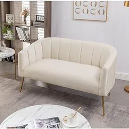 WOODEN FACTOR Seater,Loveseat Sofa Couch for Home and Living Room Bedroom & Office and Hallway Sofa Pumpkin Sofa 2 Seater Sofa & Couch (Beige)-picture-19