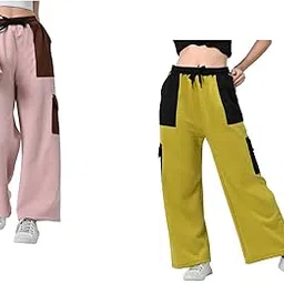 Women Solid Fleece Warm Baggy Lower Trackpants for Winter (Pack of 2)-image-7