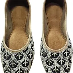 handi kalah Premium Handcrafted Black & White Embroidered Jutti for Women | Elegant Ethnic Flats with Soft Cushion Comfort | Perfect for Festive, Casual Wear-picture-15