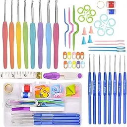 Crochet Hook Set, Aluminum Knitting Needles with Ergonomic Handles, Multicolor, Complete Accessories Kit for DIY Craft Projects-picture-23
