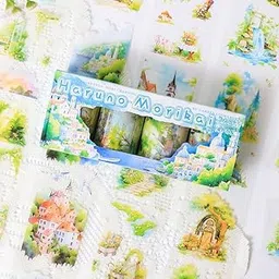 SAMVARDHAN Washi Tape Set – 4 Rolls Transparent Garden Landscape Decorative Tape for Journals, Planners, Scrapbooks & DIY Crafts (Haruno Morikai)-picture-31