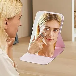 ELOTES Foldable Travel Mirror with PU Leather,Portable Pocket Makeup HD Mirror with Stand,Slim,Lightweight,Compact Handheld Vanity Mirror for Women & Girls,Purse,Office Desk Travel&Daily Use(7x11cm)-picture-29