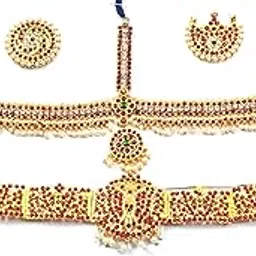 Elite Trade Bharatnatyam belt and Maang Tikka set-picture-33