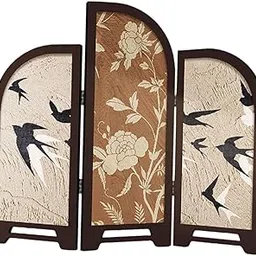FABLOFT Mini Folding Screen Aesthetic Partition for Cabinet Entrance Home Decoration Style B-image-1