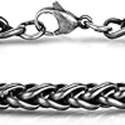 peora Black Stainless Steel Wheat Chain Openable Bracelet Fashion Jewellery for Men & Boys-picture-25